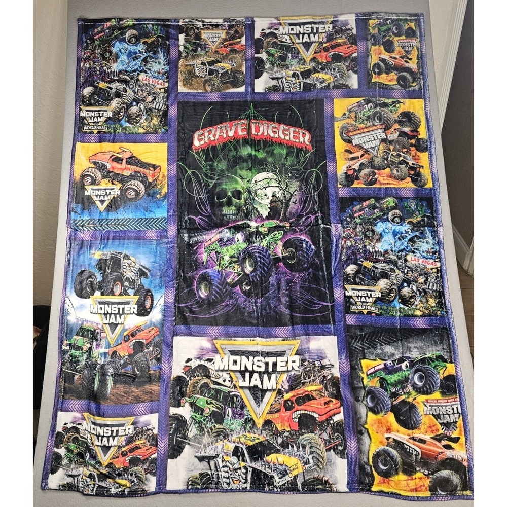Monster Jam Grave Digger Fleece Throw Blanket 50x40 Monster Truck World Finals